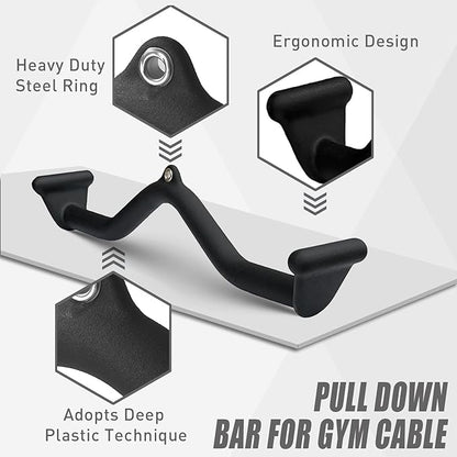 Lat Pull Down Bar T bar Row Attachment, V Bar Tricep Lat Pulldown Attachments, Back Strength Training Bar for Home Gym Exercise Cable Machine Attachments