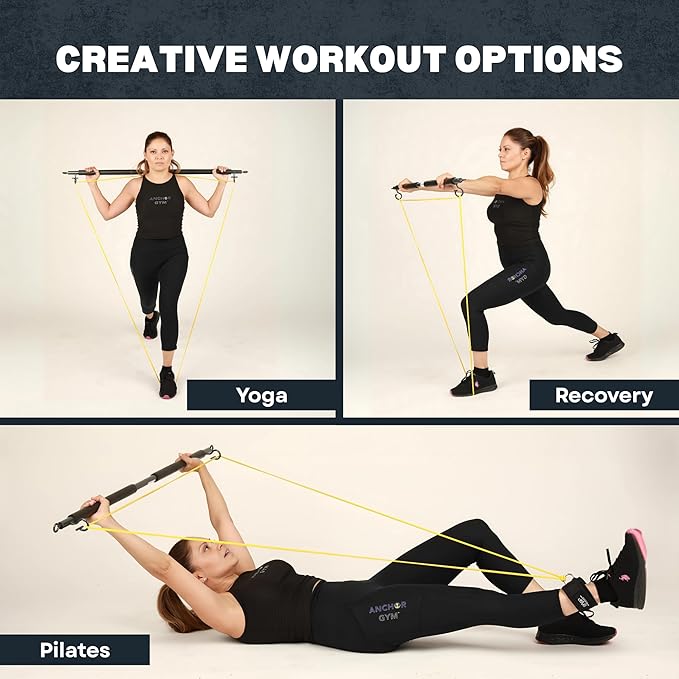 Anchor Gym Resistance Band Bar - Alloy Steel Pilates Bar for Exercise, Workouts, Yoga and Strength Training