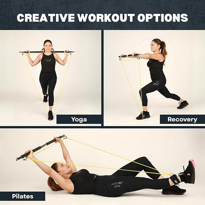 Anchor Gym Resistance Band Bar - Alloy Steel Pilates Bar for Exercise, Workouts, Yoga and Strength Training