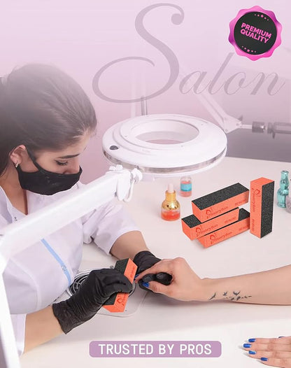 Maryton Nail Sanding Blocks, 80/80 Grit Nail Buffer Files for Acrylic Nails Kit Manicure Tool 10 PCS (Black Orange)