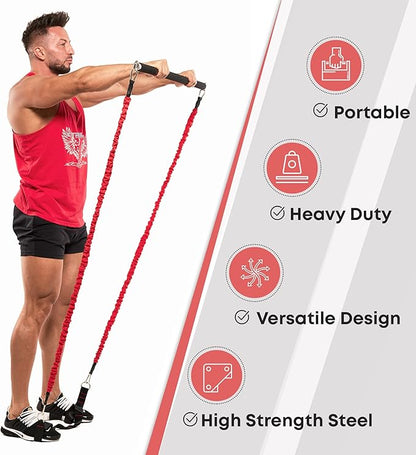 Resistance Band Bar for Fitness - Workout for Exercise, Squat, Biceps, Triceps, Shoulders, Back - Adjustable 3 Parts for Resistance Bands - Durable Portable Steel Pilates Bar