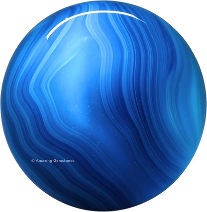Amazing Gemstone Blue Onyx Crystal Ball with Stand - 2" Inches Crystal Sphere Meditation Balls for Witchcraft and Decorative Balls