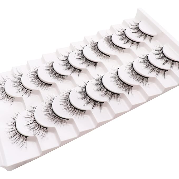 Losha Manga Lashes Fluffy Faux Mink Lashes Natural Look 5 Style Mixed Fake Eyelashes 10 Pairs Anime Lashes Look Like Individual Clusters (Mix)