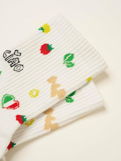 Crew Half Calf Grip Socks, Cutest Fruits Pilates Socks, Ruffle socks, Non-Slip, Barre Yoga Fitness