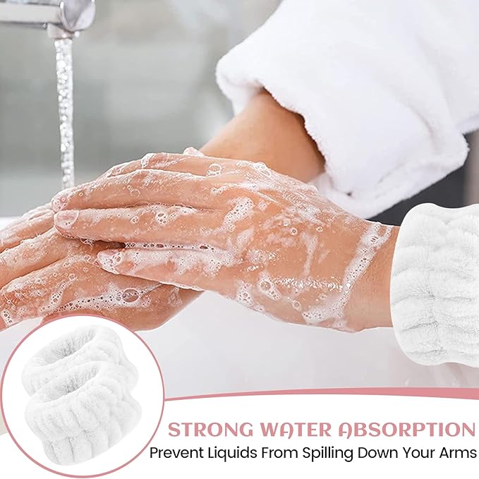 Wrist Towels for Face Washing, Women's Microfiber Spa Wash Face Wrist Towel Band, Absorbent Wrist Sweatband for Girls, Prevent Water from Spilling Down Your Arms 8Pcs
