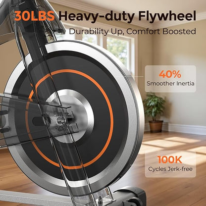 YOSUDA Exercise Bike, Brake Pad Stationary Bike for Home with Exclusive App, Magnetic Indoor Cycling Bike with 300 lb Weight Capacity, Low Noise, Tablet Holder and Fitness Courses for Weight Loss