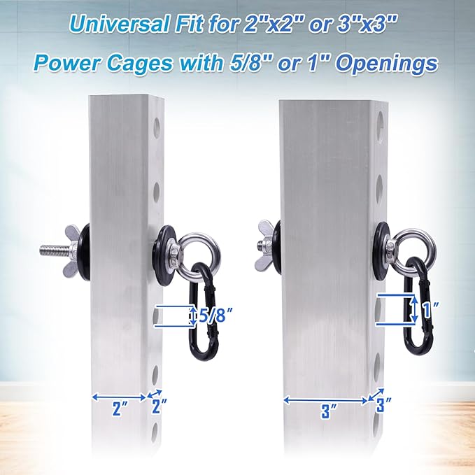 Heavy Duty Power Rack Attachments, 2PCS Resistant Band Accessories for Squat Rack, Fits 2"x2" & 3"x3" Uprights, 5/8" or 1" Holes, Resistance Band & Strength Training Use