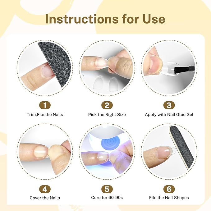 JODSONE Short Obese Almond Nail Tips 240Pcs Soft Nail Gel Tips 12 Sizes Half Matte Full Cover Clear Gelly Press on Flase Nail Tips for Extension Nail Manicure Home DIY