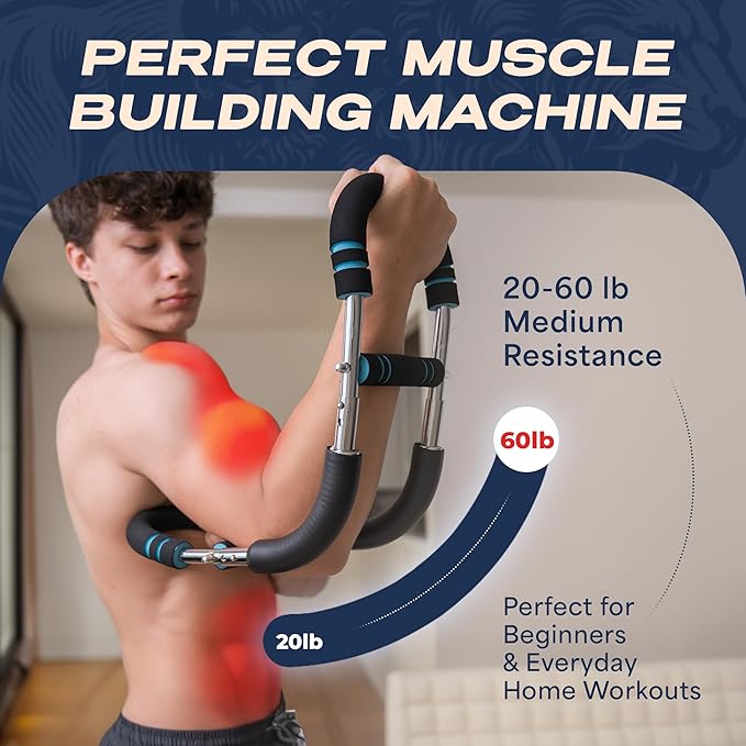 Twister Arm Trainer 20/60 & 40/90 lbs - Adjustable Chest, Arm & Upper Body Workout Bar for Home Gym Strength Training - Silent Resistance Power Twister by GOHOMELY
