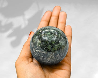 Amazing Gemstone Green Jade Crystal Ball with Stand - 2 Inches Crystal Sphere Meditation Balls for Witchcraft and Decorative Balls