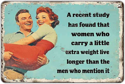 Women Who Carry A Little Extra Weight Live Longer Vintage Tin Sign Nostalgic Vintage Wall Decor Wall Art Sign 8x12 Inch