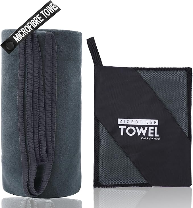 Microfiber Travel Towel, Soft Lightweight Quick Dry Towel, Super Absorbent Compact Travel & Sports & Beach Towels for Camping, Backpack, Gym, Swimming, Yoga, Hiking (M:20"×40" -Dark Gray)