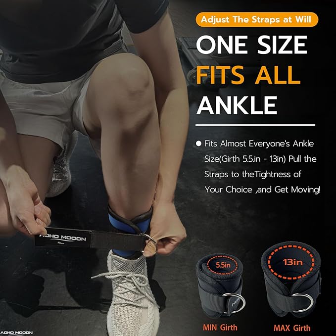 Comfortable Adjustable Ankle Straps for Cable Machines Women, Gym Workout Leg Strap, Glute Cuff, Ankle Cuffs for Glute Workouts, Foot Straps for Kickback, One Size Fit All