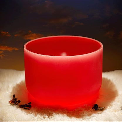 ALIOTH 6“ Red C Note Crystal Singing Bowl Root Chakra with Suede Mallet for Meditation, Yoga, Chakra Healing & Sound Therapy