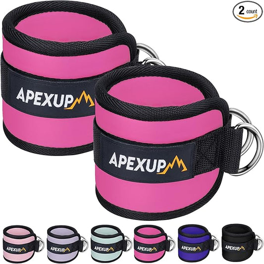 APEXUP Ankle Strap for Cable Machine, Ankle Resistance Bands, Cable Kick Back Straps for Gym, Glute Workouts, Leg Extensions, Adjustable Straps with Neoprene Padding
