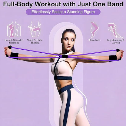 Figure 8 Fitness Resistance Bands with Handles, Exercise Elastic Bands for Women Arm Shoulder Back Leg Chest Stretch, Workout Equipment for Yoga, Pilates, Physical, Therapy, Home Gym Fitness, 3 Pack