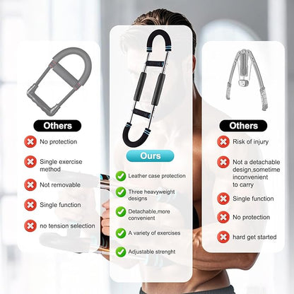 Adjustable 66-110lb Portable Twister Arm Trainer for Arms & Chest Workout Triceps Strength Training Men&Women Home Gym Exercise Machine - Strength Training & Muscle Fitness Equipment