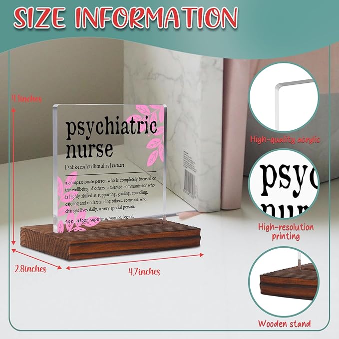 Psychiatric Nurse Definition Gifts Clear Desk Decorative Sign, Recognition Appreciation Gift for Future Psych NP Assistant Students Grad, Psych Nurse Pharmacy Clinic Office Decor Plaques TZD41