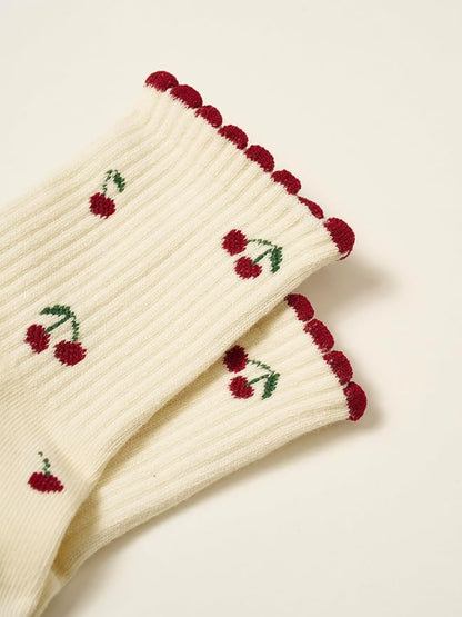 Crew Half Calf Grip Socks, Cutest Fruits Pilates Socks, Ruffle socks, Non-Slip, Barre Yoga Fitness