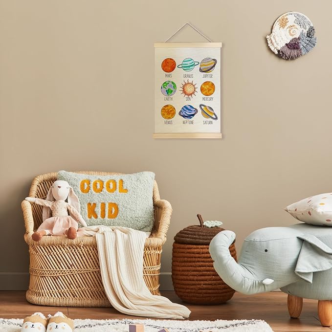 Solar System Poster Wall Art, Space Poster Wall Art Decor, Space Decor for Boys Room, Outer Space Room Decor, Planets Solar System Wall Art for Classroom Boys Kids Room Nursery Playroom, 12x16 Inches