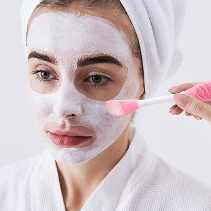 4pcs Silicone Facial Cleansing Brush, 2 in 1 Double-Sided Facial Scrubber Pore Cleansing Brush, Reusable Face Mask Applicator Tool Skincare Accessories for Makeup, Blackheads Removal