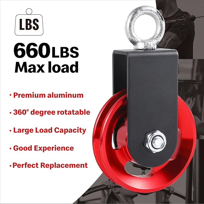 Pulley system for home gym, Aluminum GYM Pulley Wheel Universal Aluminum Alloy Bearing Pulley Wheel for Cable Machine Gym Equipment Part Garage Door
