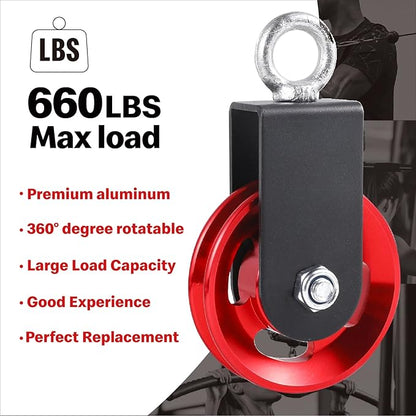 Pulley system for home gym, Aluminum GYM Pulley Wheel Universal Aluminum Alloy Bearing Pulley Wheel for Cable Machine Gym Equipment Part Garage Door