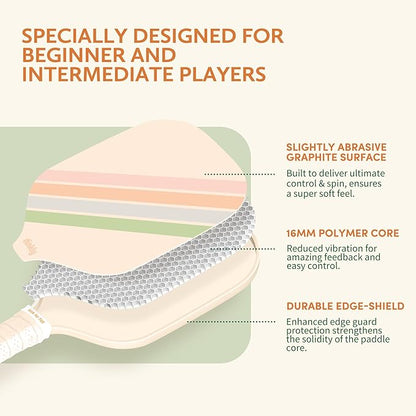 Pickleball Paddles Set of 2/4- USAPA Approved Graphite/Fiberglass Pickleball Racket, 2 Pickleball Rackets, 4 Balls and 1 Portable Carry Bag, Aesthetic Pickle Ball Set for Men Women Beginners