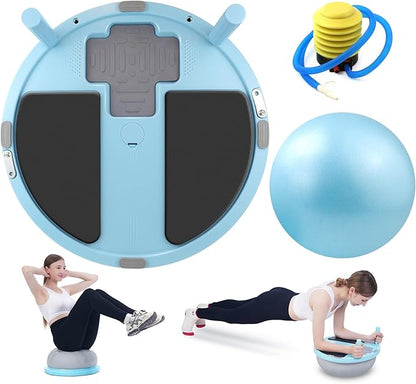 Balance Ball Trainer,Inflatable Yoga Plank Exercise Ball With Plank &Game,Half Balance Trainer With Extra Yoga Ball & Resistance Bands For Home Gym Workout Core Strength Training.