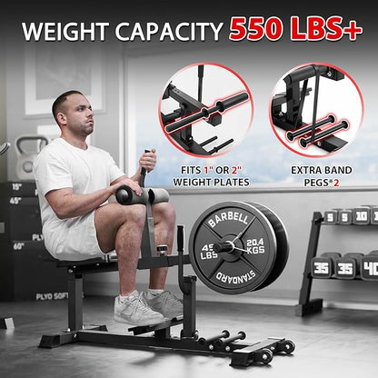 GMWD Adjustable Seated Calf Raise Machine with Band Pegs for Leg Training and Exercise - Home Gym Equipment
