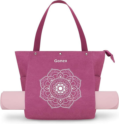 Gonex Yoga Mat Bag, Yoga Gym Bag Tote Bag with Multi Pockets For Women Men, Canvas Yoga Mat Carrier Take in Out Mat Easily For Pilates Travel Workout Office