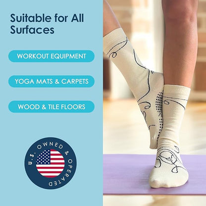 Tucketts Crew Closed Toes Non-Slip Grip Socks - Anti Skid Yoga, Barre, Pilates, Home & Leisure, Pedicure