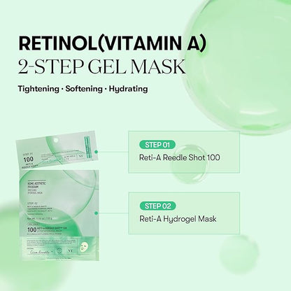 VT COSMETICS Reti-A Reedle Shot 100 2-Step Hydrogel Mask(34.5gx4ea), Intensive Tightening, Exosome Retinol, Overnight Melting Mask, Ideal for Retinol Beginners, Korean Facial Mask