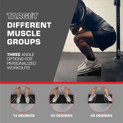 Squat Wedge Block - Squat Weight Lifting Wedges for Home Gym or Personal Trainers - Adjustable Angle Ramp Blocks for Heel Elevated Squatting Workout - Calf Raise Platform Board
