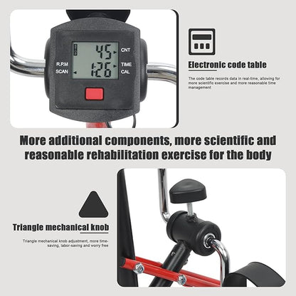 Rehabilitation Exercise Bike for AMS & Legs - Compact Home Physiotherapy Machine with Resistance Tension, 60kg Capacity - Upper/Lower Limb Recovery Trainer for Elderly Red Black