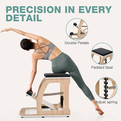 ARKANTOS Pilates Chair, Multi-Functional Stability Chair with Adjustable Resistance, Compact Home Gym Equipment for Full-Body Workout, Black