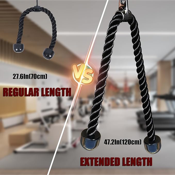 KORIKAHM Long Tricep Rope, Rope Pull Down Attachment 47 55 63Inch Length Long, Tricep Rope Cable Attachment, Tricep Pull Down Rope for Home Gym Pulley System,Cable Machine Attachment