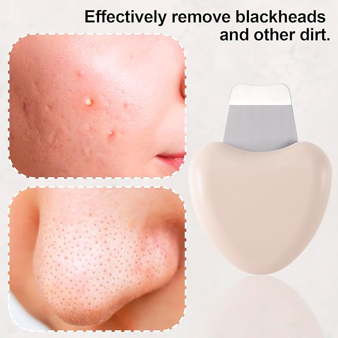 Manual Face Spatula, Metal Facial Scraper with Silicone Lid for Men & Women, Reusable Face Scrubber for Dry Oily Skin- Beige