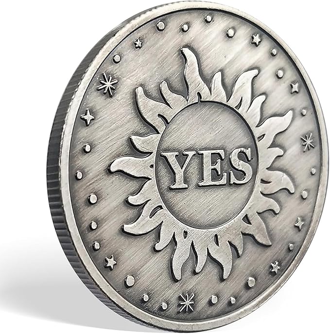 Yes No Challenge Coin Sun and Moon Decision Maker Divination Coin