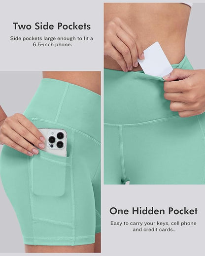LZYVOO Biker Spandex Shorts Women, High Waisted Tummy Control Workout Yoga Shorts with Pockets