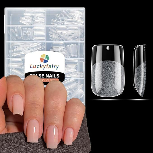 Short Square Nail Tips Matte Short Square Gel Tips 504pcs Clear Nails Full Cover Acrylic False Nails Tips for Gel Nail Extensions 12 Sizes Saving Gelly Tips, Luckyfairy