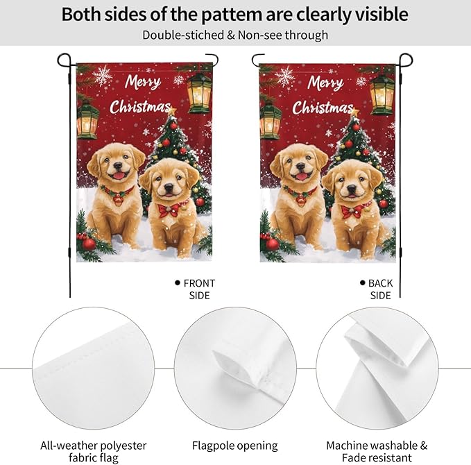 Christmas Dog Garden Flag 12x18 In Double Sided Yard Flags Lawn Sign Decor No Flagstand