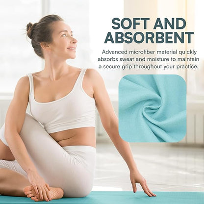 Yoga Mat Towel – Non-Slip, Sweat-Absorbent, Quick-Drying, Lightweight, and Machine Washable – Ideal for Bikram, Pilates, and Heated Workouts
