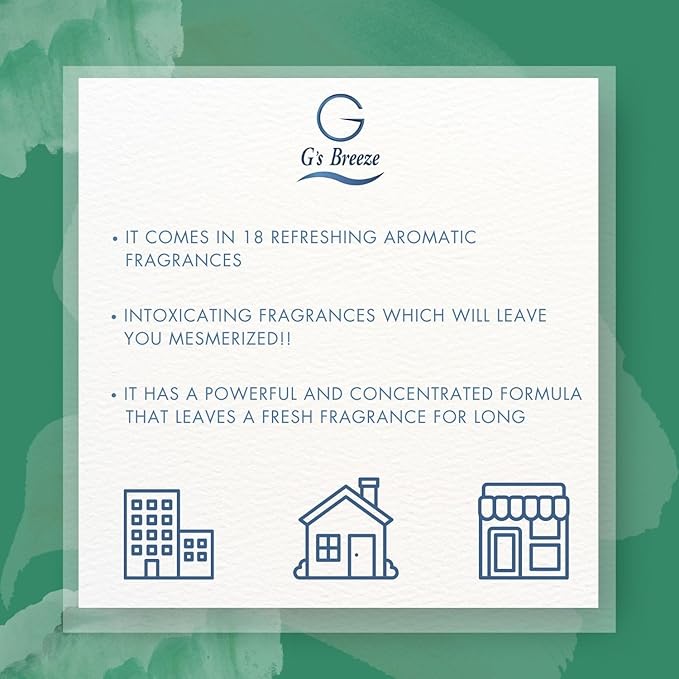 G's Breeze Smart Aroma Diffuser with 60ml Green Apple Scent Refill – Bluetooth & Wi-Fi App Control - LED Lighting & Adjustable Intensity - Long-Lasting Crisp Fruity Fragrance for Home or Office