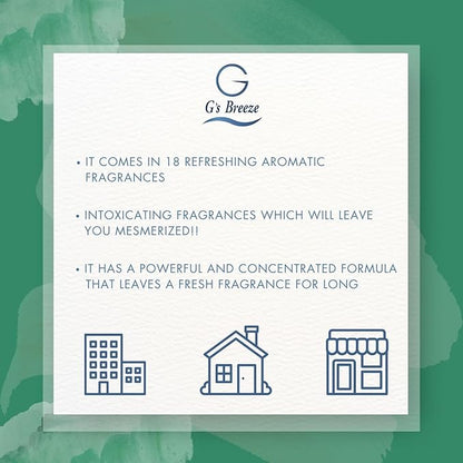G's Breeze Smart Aroma Diffuser with 60ml Green Apple Scent Refill – Bluetooth & Wi-Fi App Control - LED Lighting & Adjustable Intensity - Long-Lasting Crisp Fruity Fragrance for Home or Office
