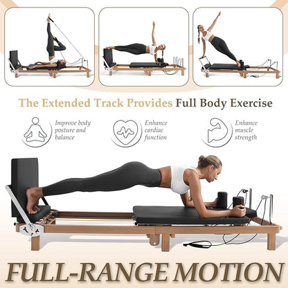 Foldable Pilates Reformer Machine,Extended 88in Metal Frame Pilates Equipment for Home Women Men Use Gym Workout & Advanced and Beginners Users , Dual Resistance System (Spring & Latex Tubes)