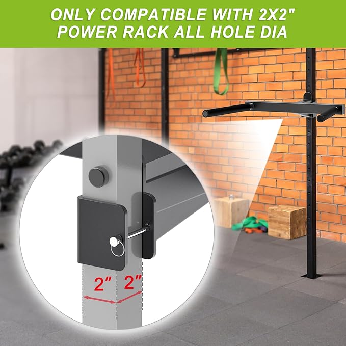 Kipika Y-Shaped Dip Bar for Power Cage with 5/8" or 1" Hole - Dip Bar Attachments for Home Gym - Heavy Duty Power Rack Attachments - Squat Rack Accessories for Strength Training