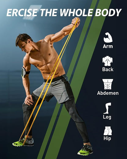 Resistance Bands for Working Out: 5-Levels Exercise Bands Set - Pull Up Assistance Elastic Silicone - Physical Therapy/Stretching/Training - Home Gym for Women/Men