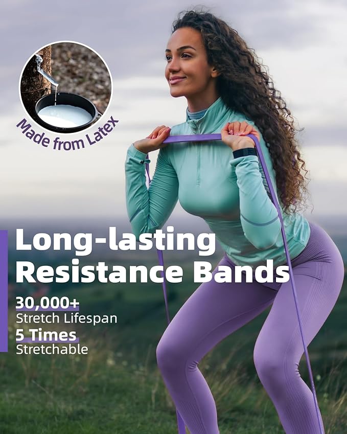 Pull Up Bands, Fitense Resistance Bands Set with Door Anchor, Stretching Assist Band, Portable Exercise, Muscle Training, Physical Therapy, Exercise Workout Bands for Working Out for Women