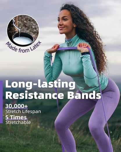 Pull Up Bands, Fitense Resistance Bands Set with Door Anchor, Stretching Assist Band, Portable Exercise, Muscle Training, Physical Therapy, Exercise Workout Bands for Working Out for Women